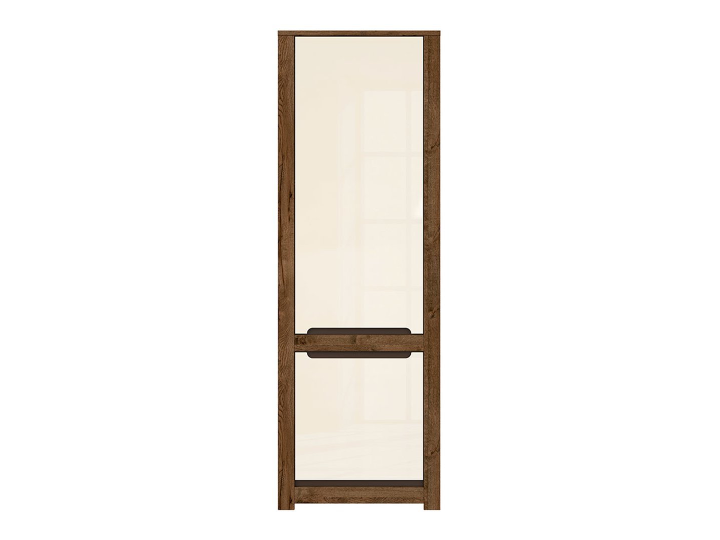RUSO two-door bookcase 69 cm, dove-colored oak/pearl gloss