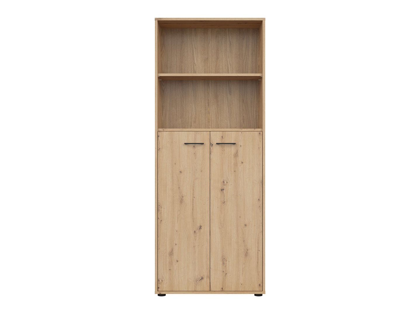 SPACE OFFICE low two-door bookcase, 80 cm, oak color