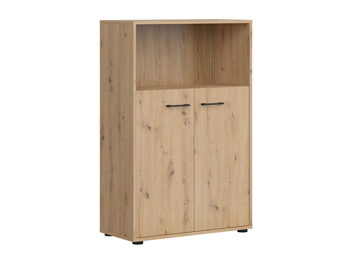 SPACE OFFICE low two-door bookcase, 80 cm, oak color