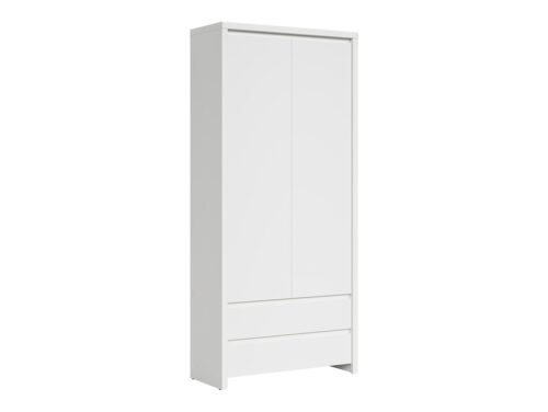 Two-door bookcase with two drawers KASPIAN, 90 cm, white/matt white