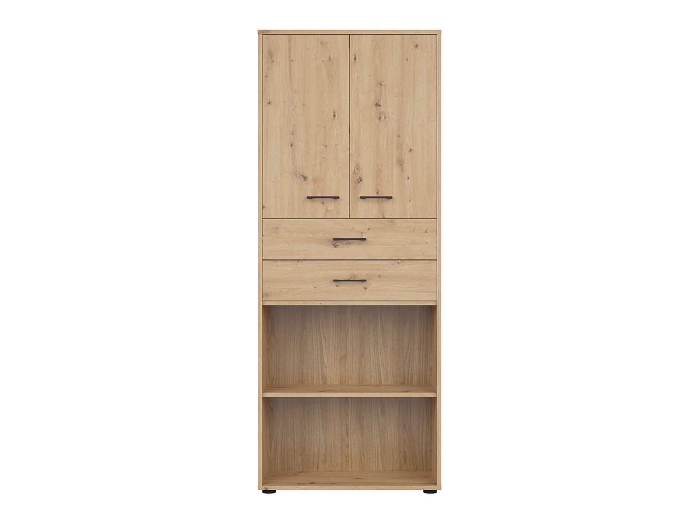 SPACE OFFICE two-door bookcase with two drawers, 80 cm, faux oak color