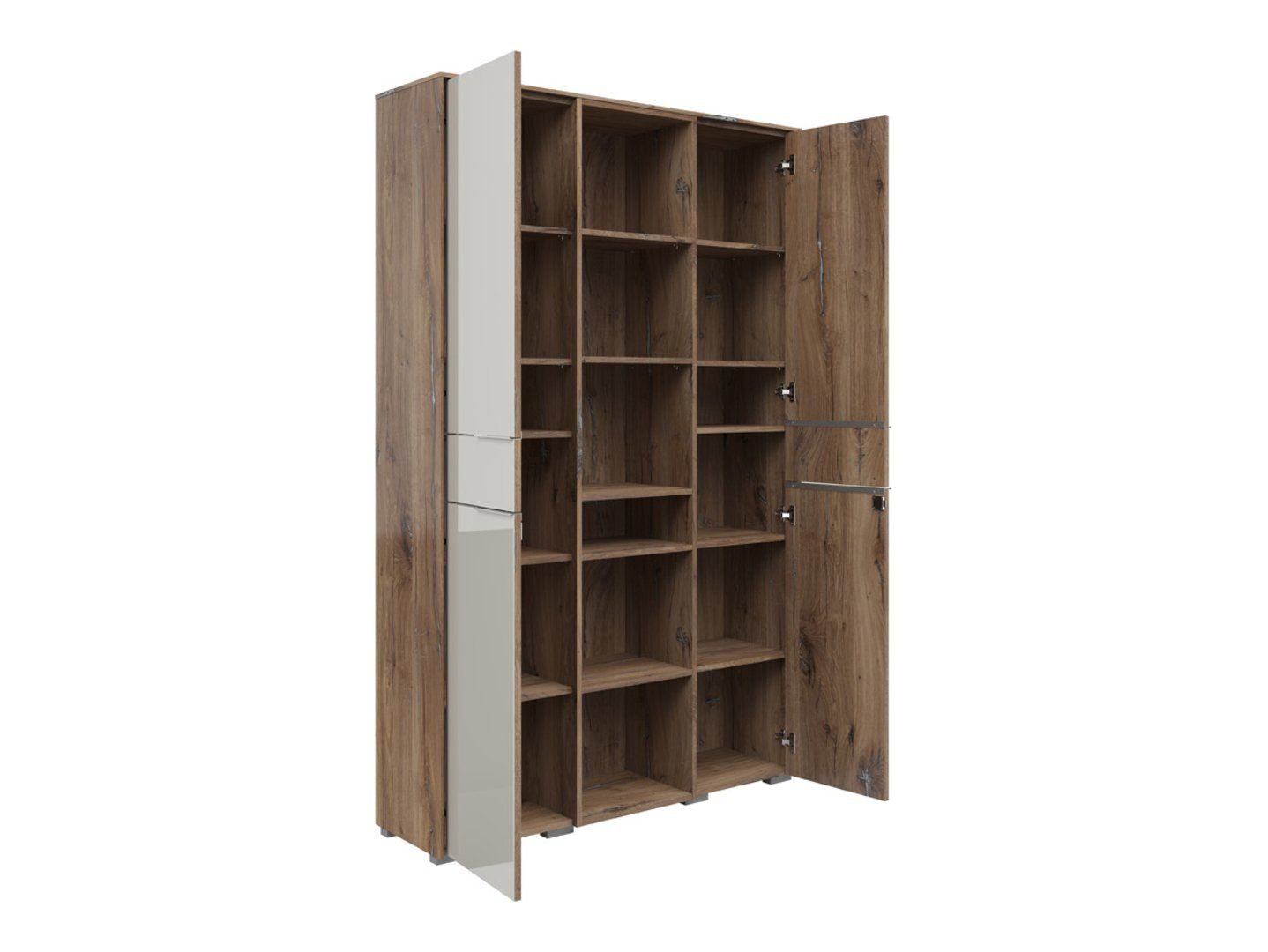 Nevada A 122 cm two-door open bookcase, dark flag oak - Image 2