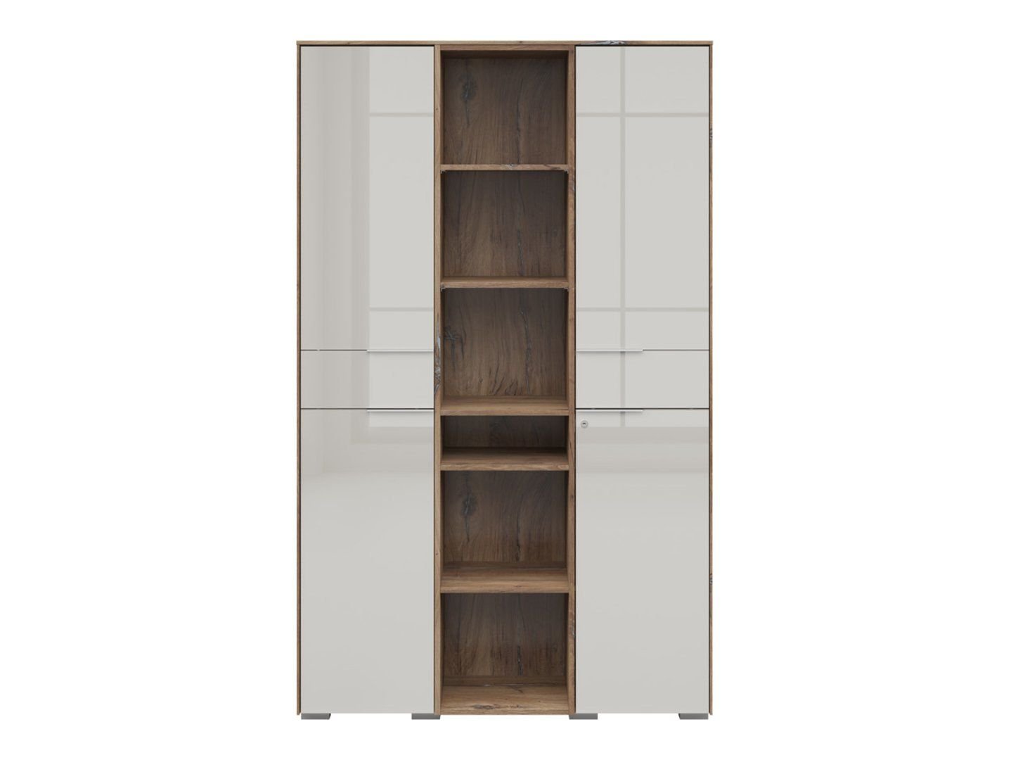 Nevada A 122 cm two-door open bookcase, dark flag oak - Image 3