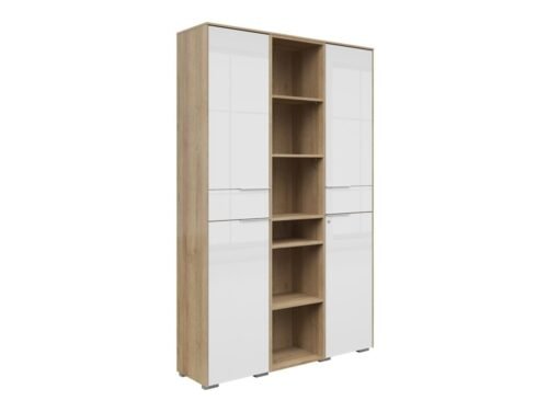 Two-door bookcase with open shelves Nevada A 122 cm Riviera oak