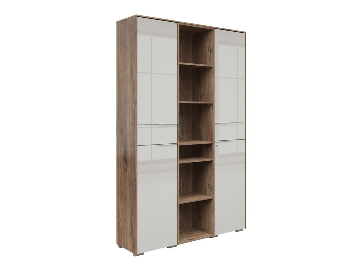 Nevada A 122 cm two-door open bookcase, dark flag oak