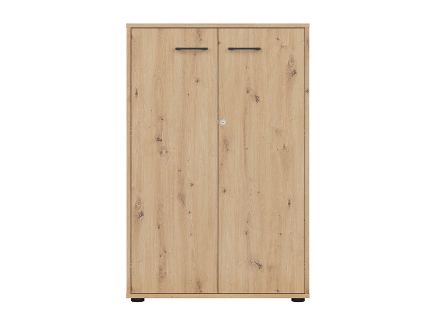 Low, two-door, closed shelf SPACE OFFICE 80 cm, oak, artificial - Image 2