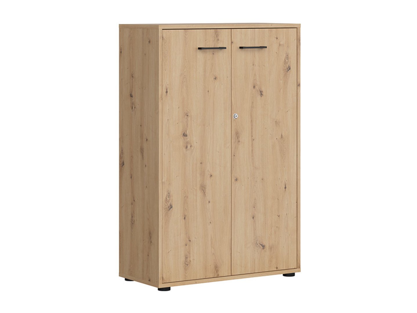 Low, two-door, closed shelf SPACE OFFICE 80 cm, oak, artificial - Image 5
