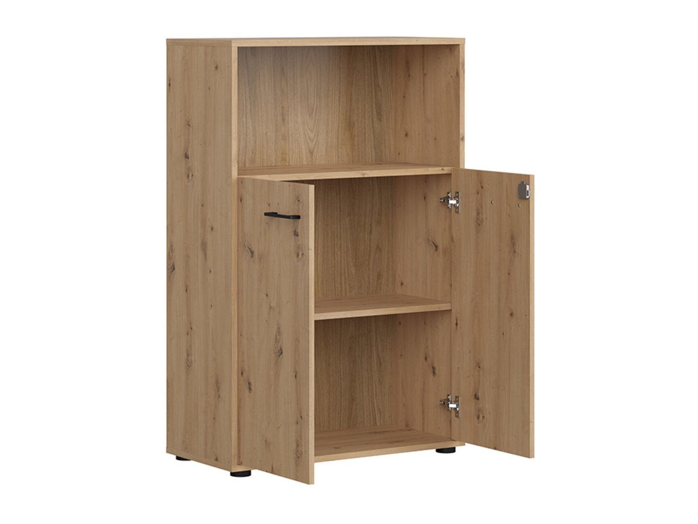 Low, two-door, closed shelf SPACE OFFICE 80 cm, oak, artificial