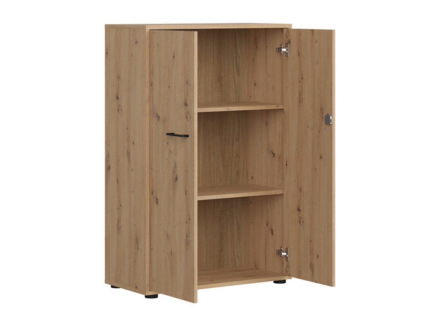 Low, two-door, closed shelf SPACE OFFICE 80 cm, oak, artificial