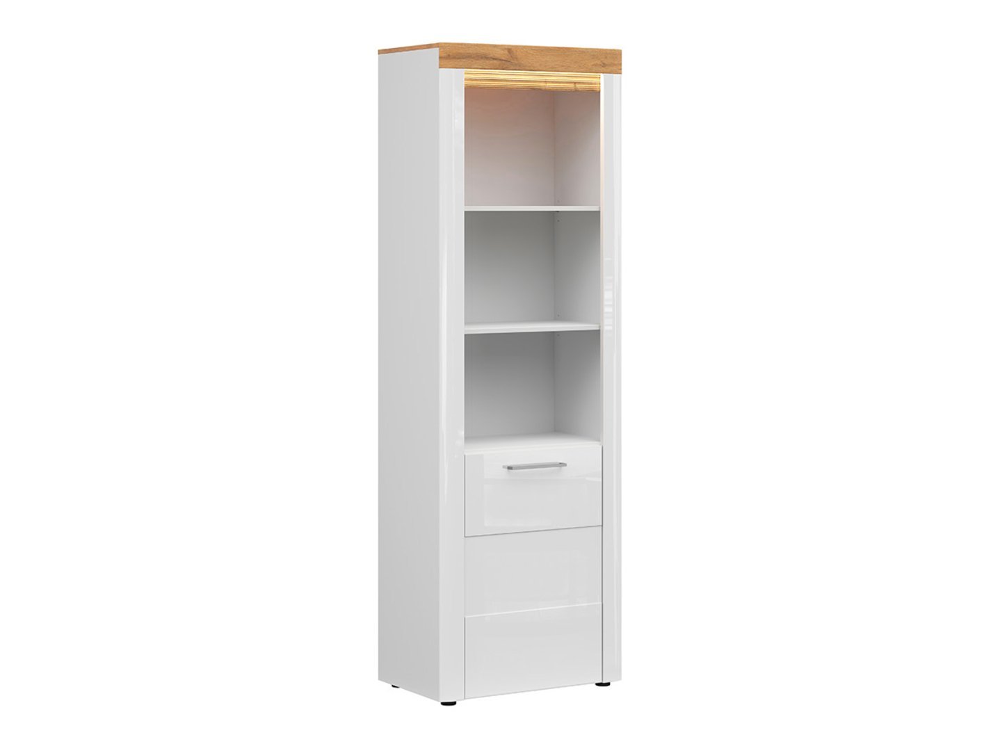 HORTON single-door bookcase 68 cm, Grandson golden oak/glossy white