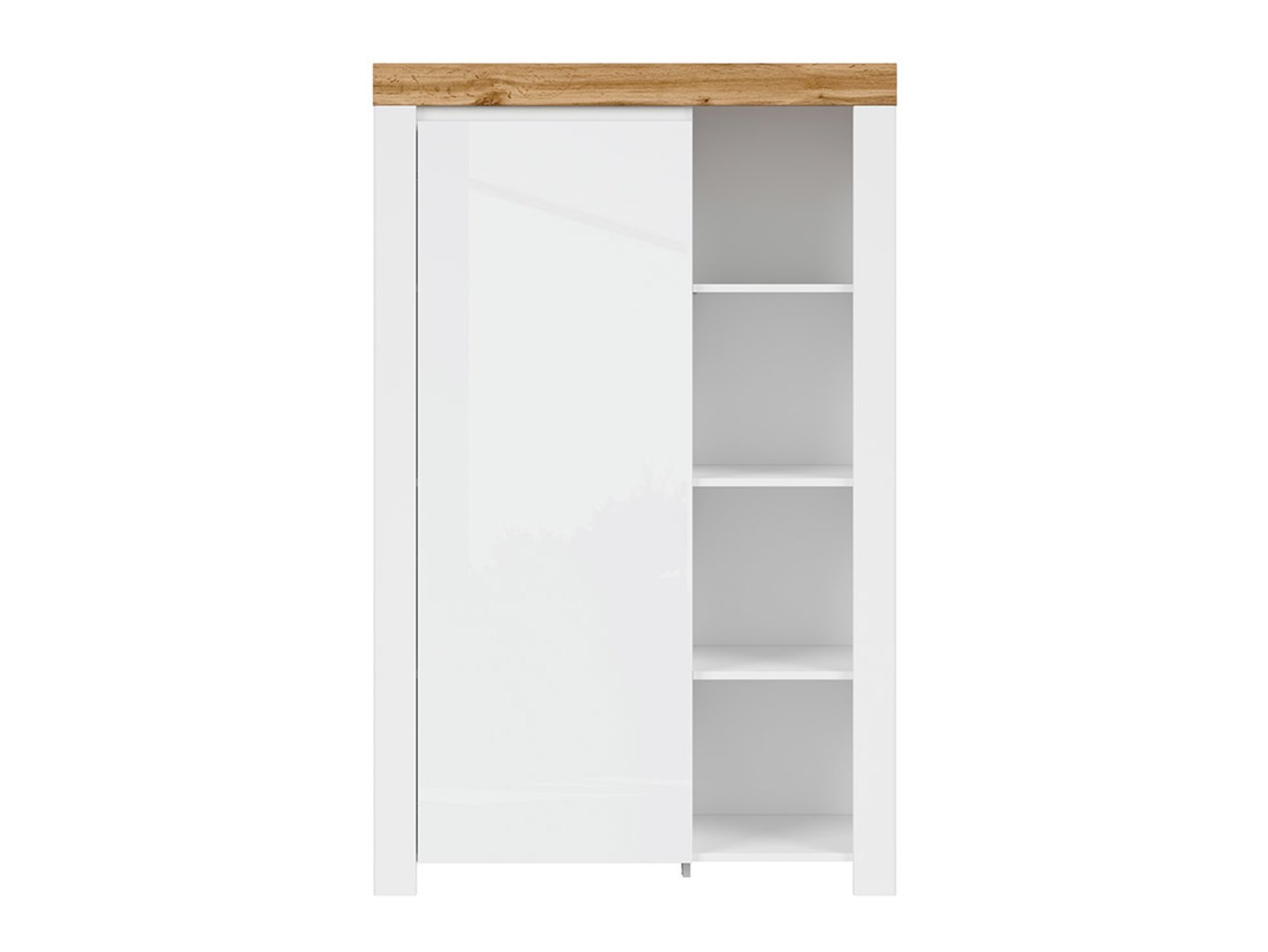 HOLTEN low bookcase, single door, 68.5 cm, white/wotan oak - Image 2