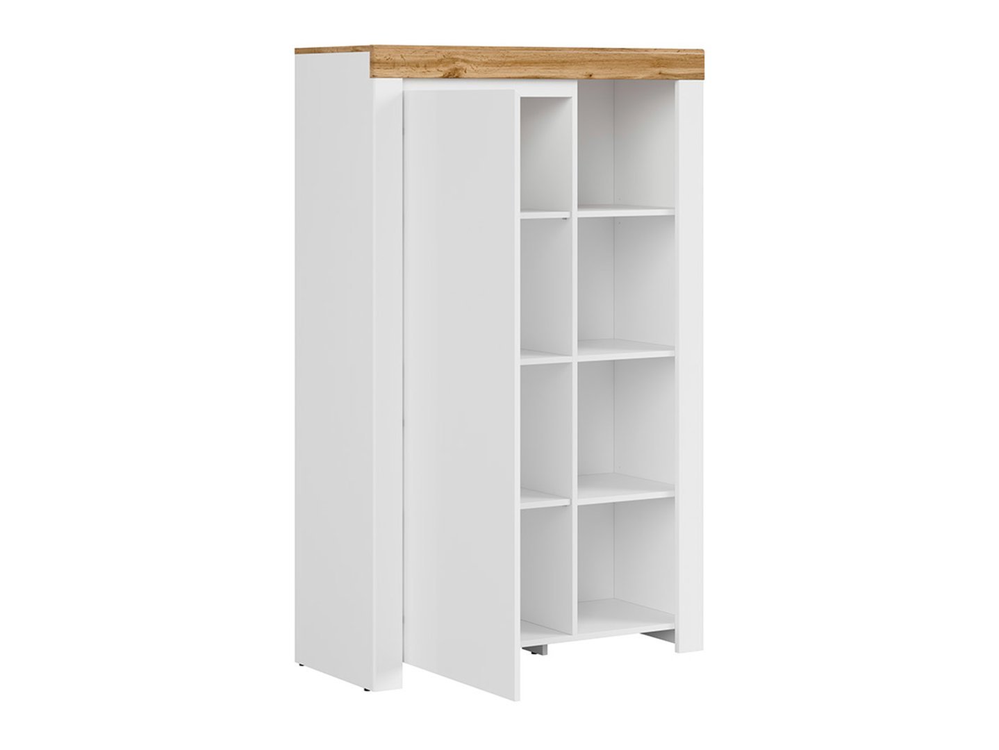 HOLTEN low bookcase, single door, 68.5 cm, white/wotan oak - Image 3
