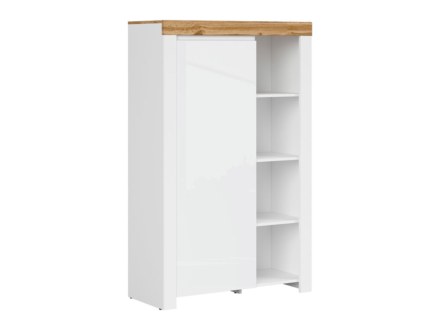 HOLTEN low bookcase, single door, 68.5 cm, white/wotan oak