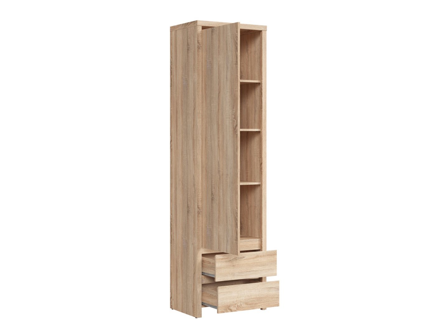 KASPIAN single-door bookcase with two drawers, 56 cm, Sonoma oak/Sonoma oak - Image 2