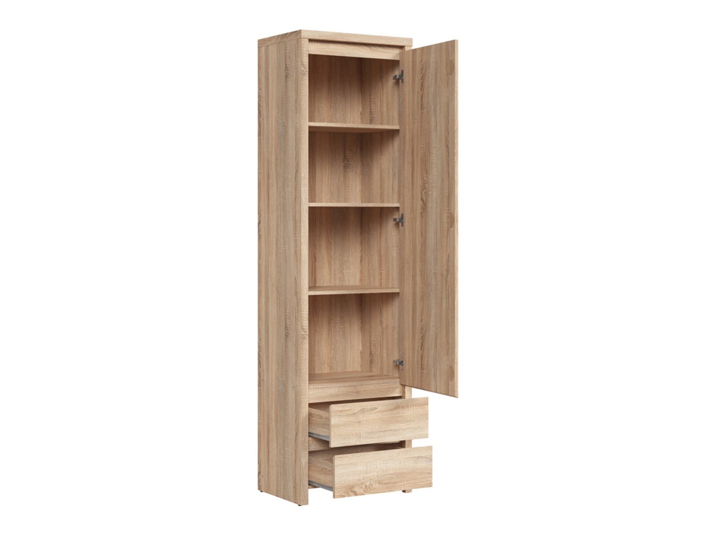 KASPIAN single-door bookcase with two drawers, 56 cm, Sonoma oak/Sonoma oak - Image 4