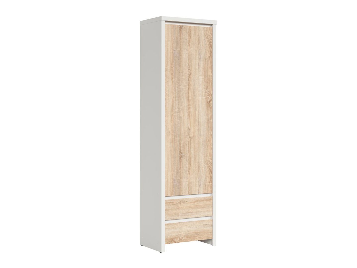 KASPIAN bookcase with one door and two drawers, 56 cm, white/sonoma oak