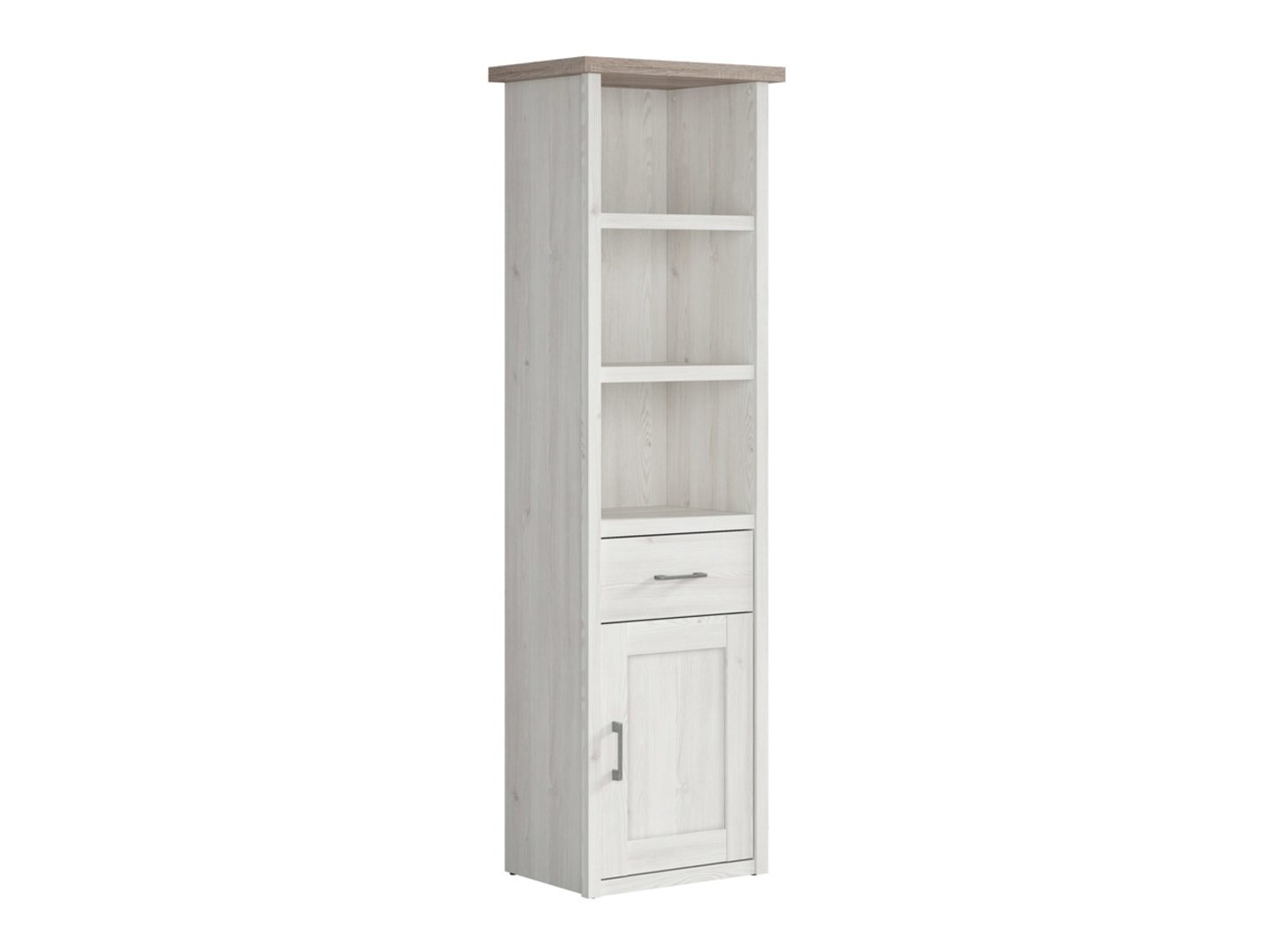 LUCA JUZI single-door bookcase with drawer, 60 cm, light Sibiu larch/dark Sonoma oak