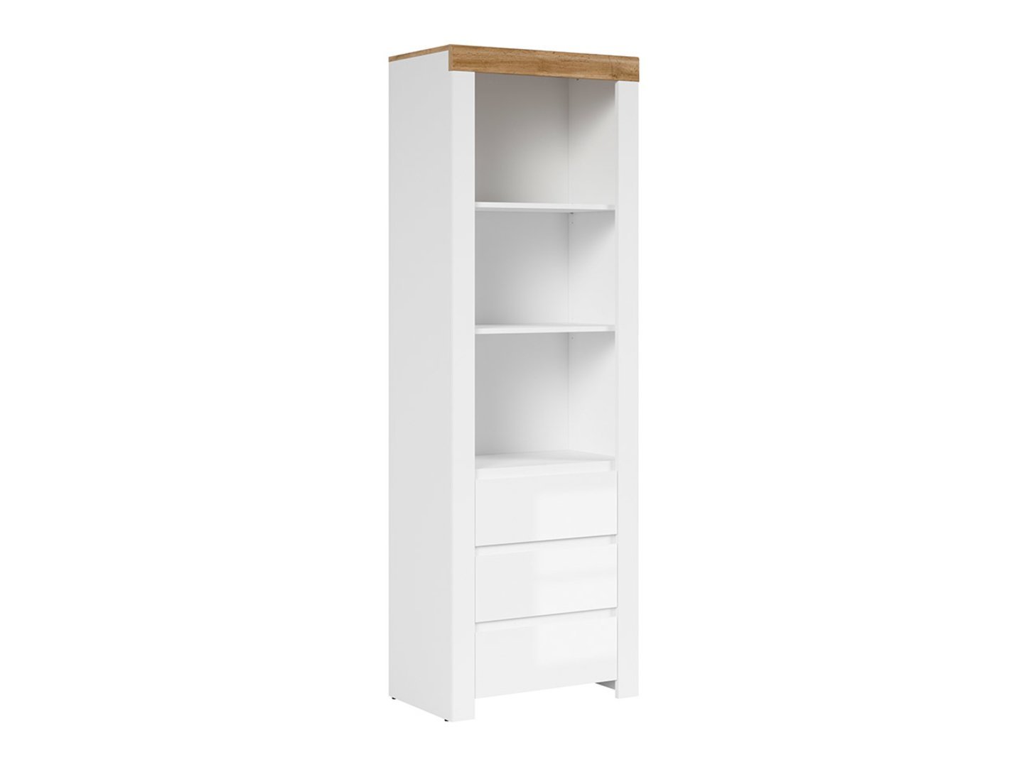 Open shelf with three drawers HOLTEN 68 cm white/wotan oak