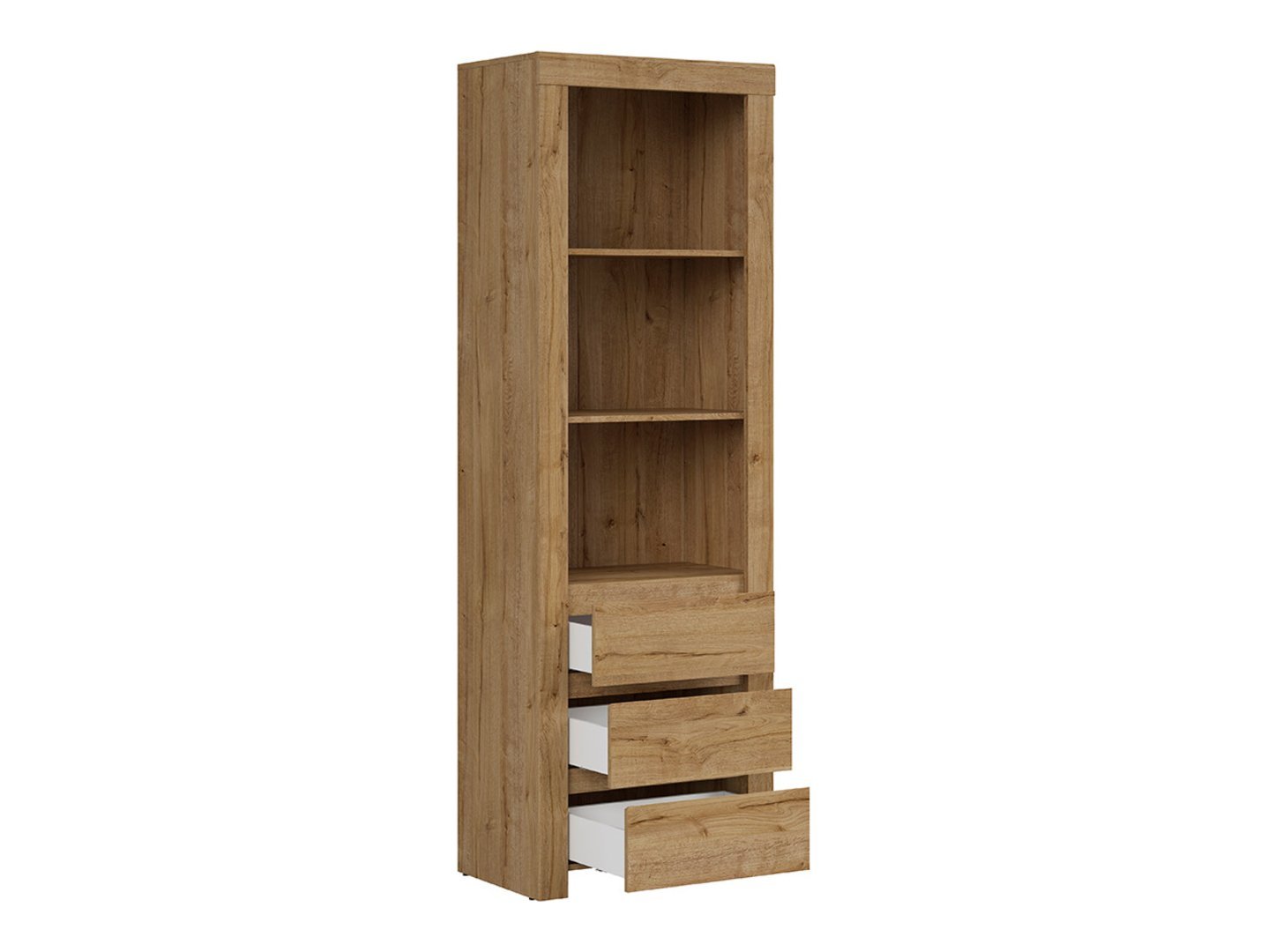 HOLTEN 68 cm Waterford oak open shelf with three drawers - Image 3