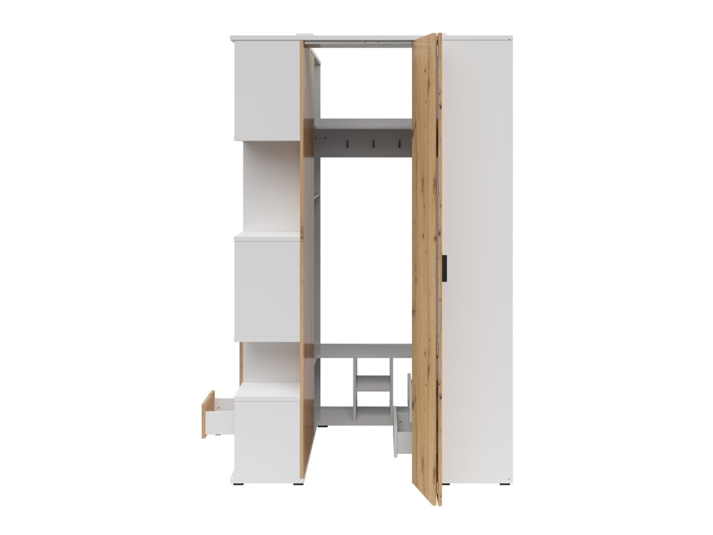 Right-hand wardrobe with 2 doors and 3 drawers "Homeland", 136 cm, white/artisan oak - Image 2