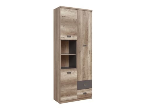 Three-door bookcase with two drawers MALCOLM 80 cm monumental oak/monumental oak with pattern