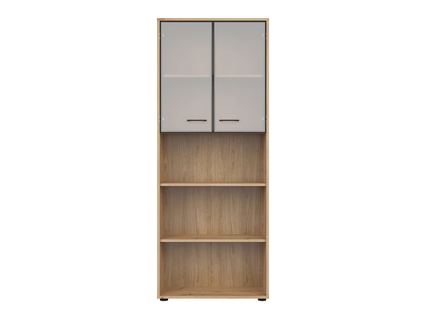 SPACE OFFICE bookcase with glass doors, 80 cm, artistic oak/matt black - Image 2