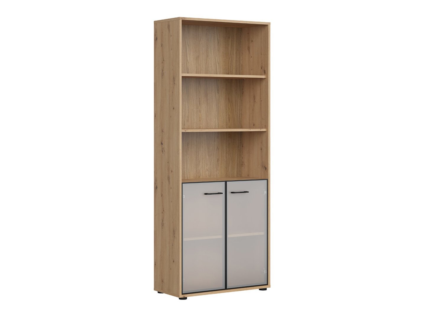 SPACE OFFICE bookcase with glass doors, 80 cm, artistic oak/matt black - Image 5