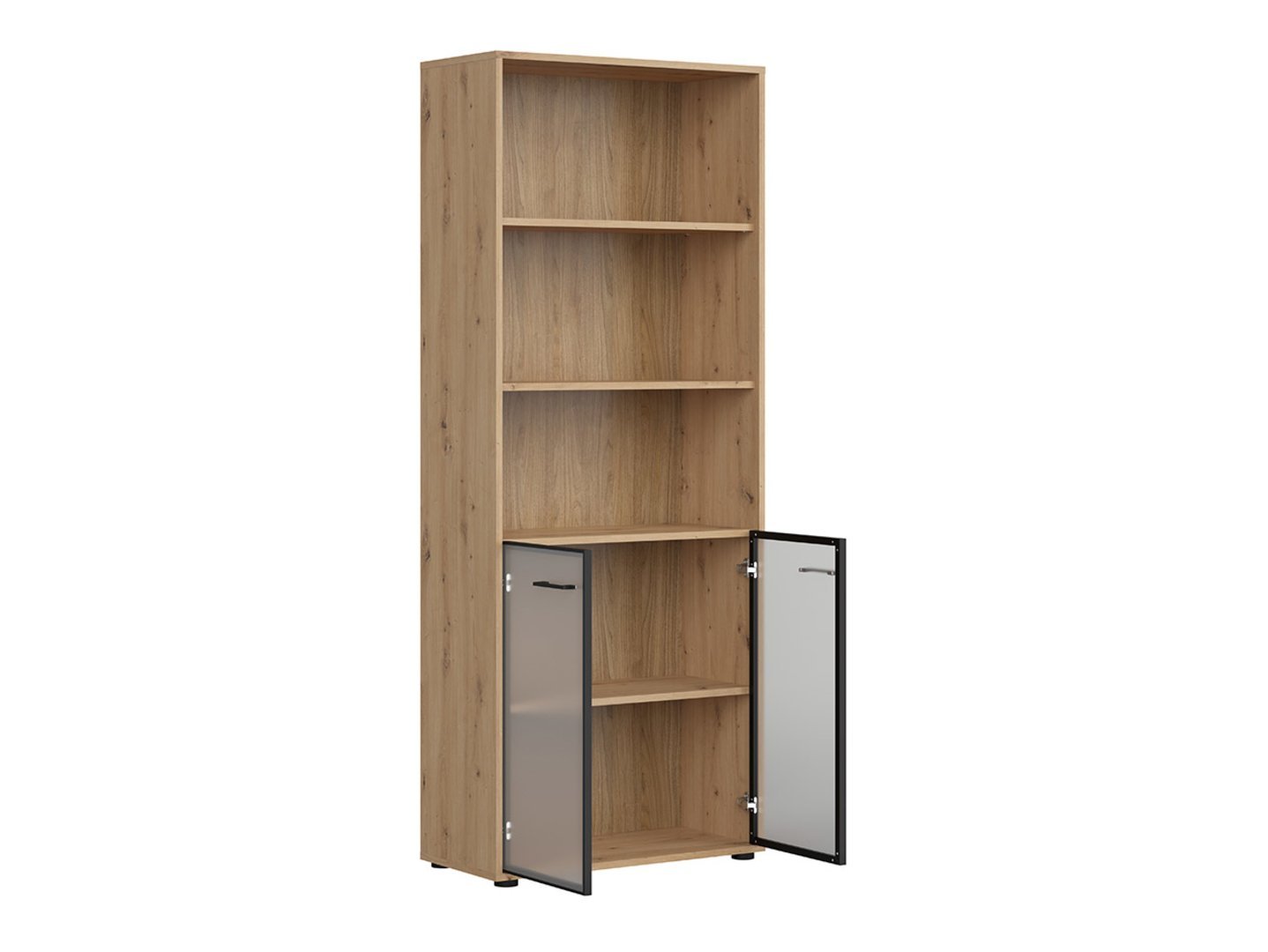 SPACE OFFICE bookcase with glass doors, 80 cm, artistic oak/matt black - Image 6