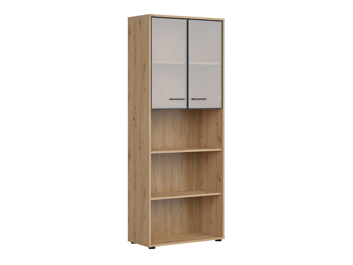 SPACE OFFICE bookcase with glass doors, 80 cm, artistic oak/matt black - Image 7