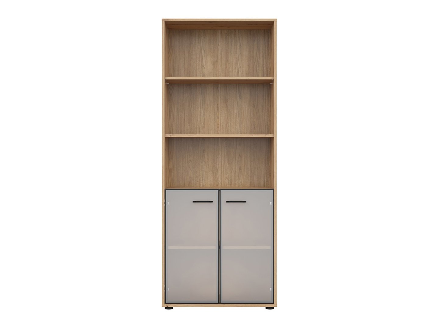 SPACE OFFICE bookcase with glass doors, 80 cm, artistic oak/matt black
