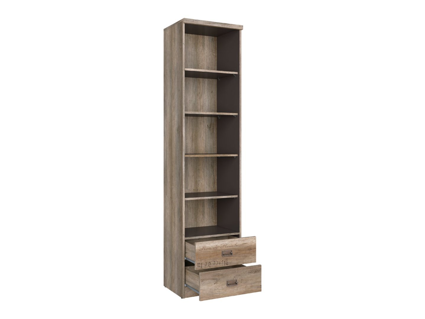MALCOLM bookcase with two drawers, 50 cm, imitation monumental oak/imitation monumental oak with pattern - Image 3