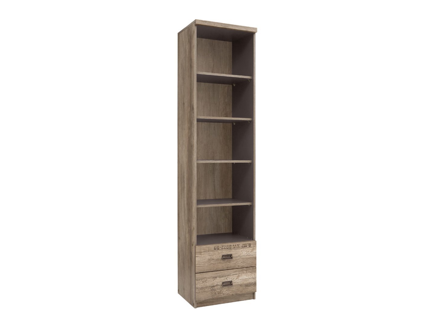 MALCOLM bookcase with two drawers, 50 cm, imitation monumental oak/imitation monumental oak with pattern