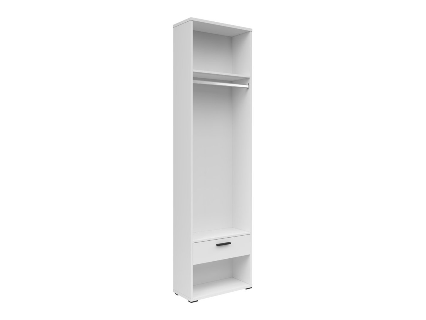 Homeland 60 cm white bookcase with drawer, shelf and rail