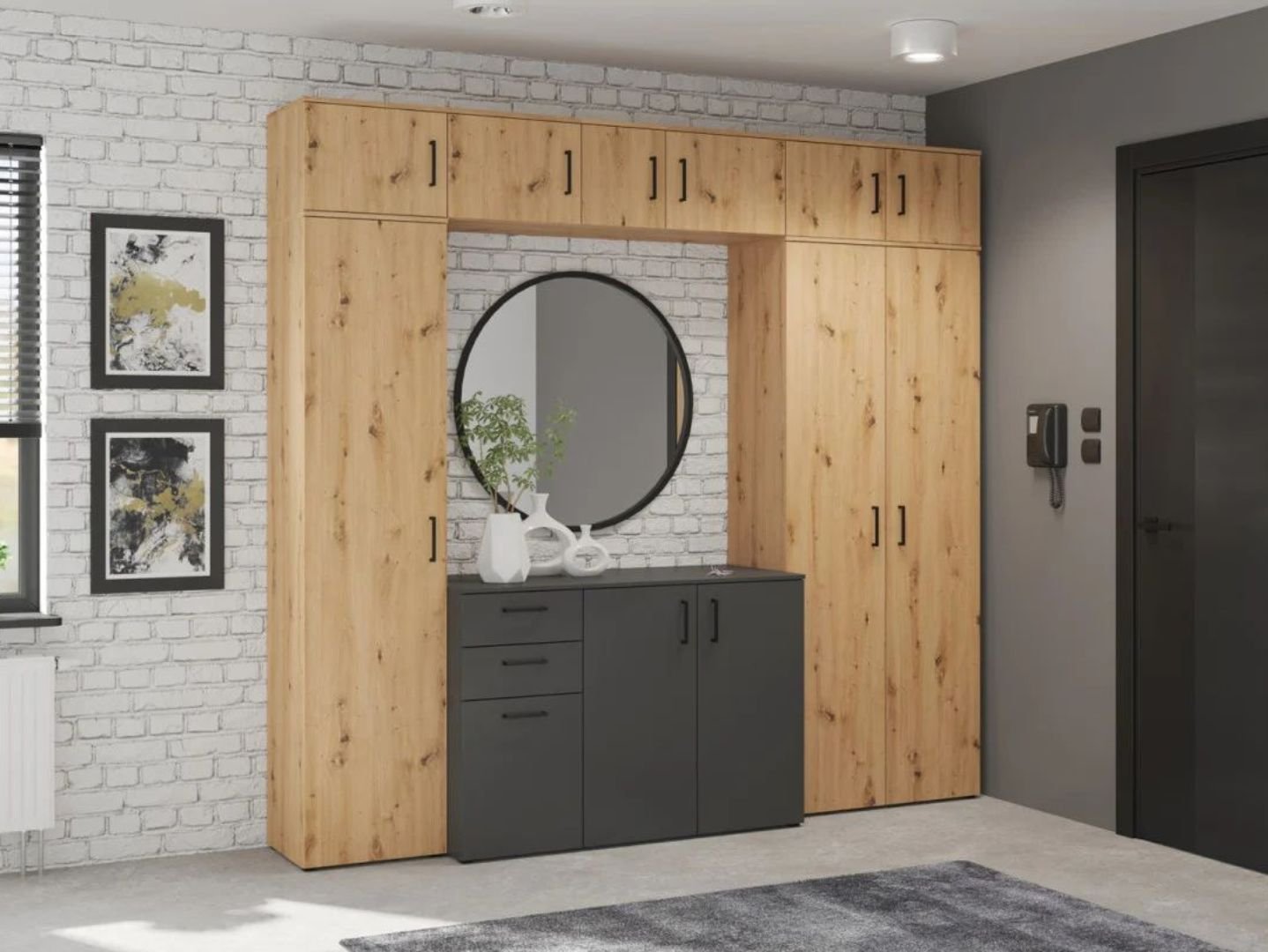 Closed two-door MultiDo bookcase, 80 cm, graphite