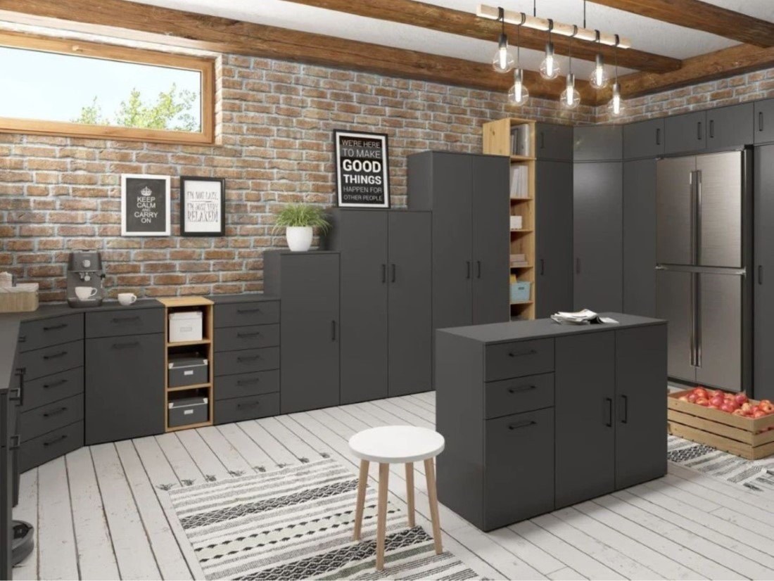Closed corner shelf with doors MultiDo cabinet, 45 cm, oak color