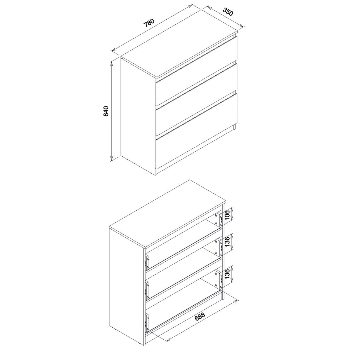 REMI RM02 CHEST OF DRAWERS, OAK, CASTELLO - Image 7