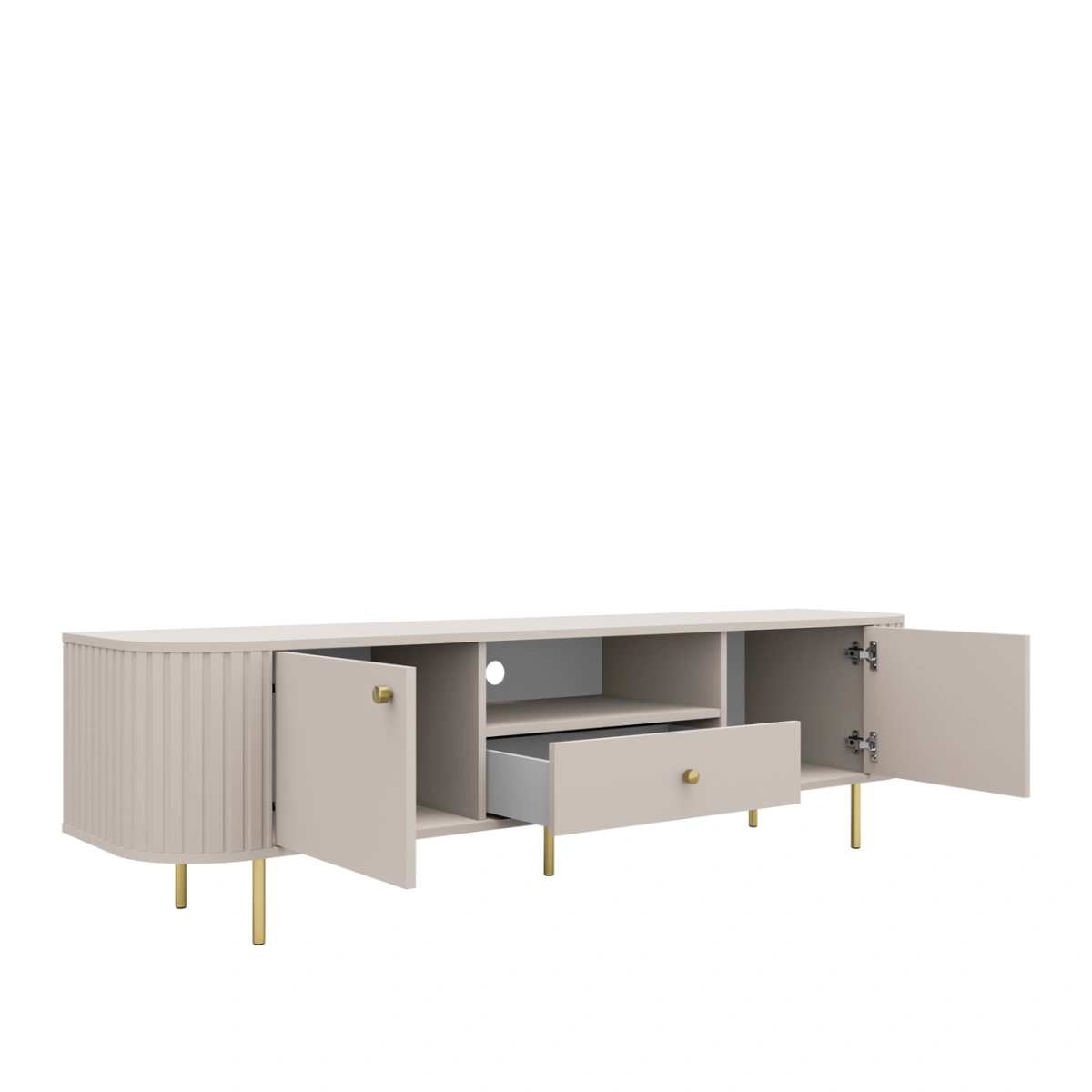 TV cabinet 2F 1S with drawer 321 Oval beige beige color - Image 3