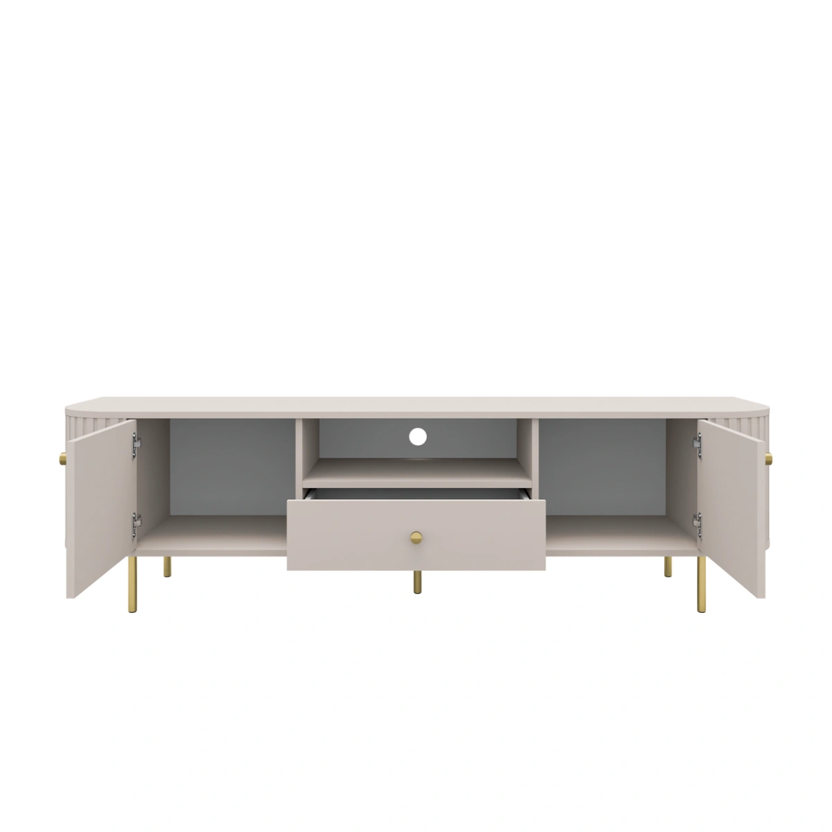 TV cabinet 2F 1S with drawer 321 Oval beige beige color - Image 4