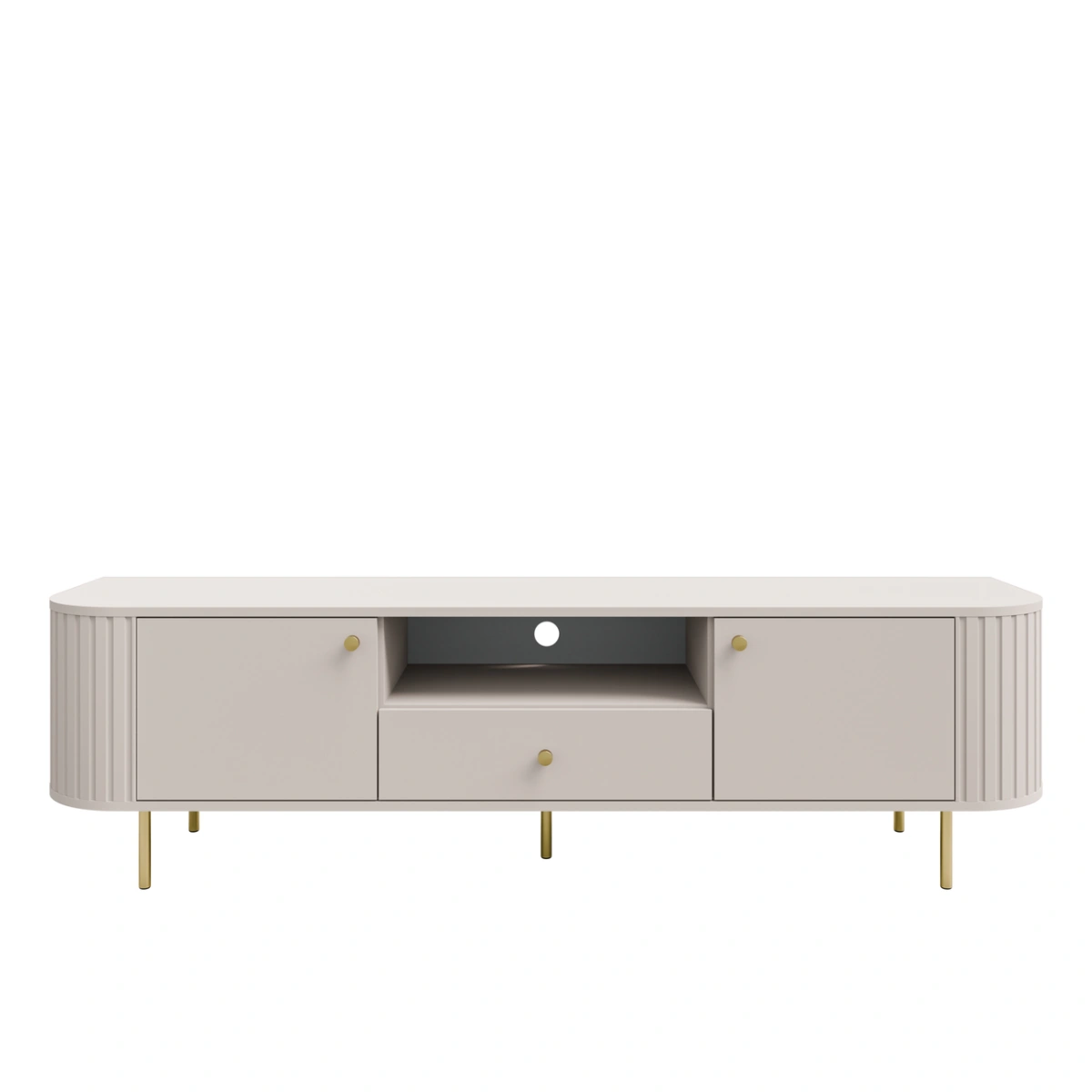 TV cabinet 2F 1S with drawer 321 Oval beige beige color - Image 2