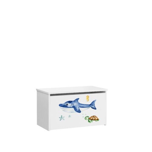 DARIA toy chest, white/ADRK sea animals