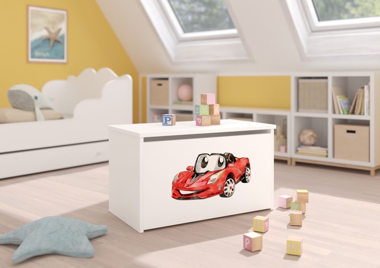 DARIA toy chest, white/red, ADRK car - Image 2