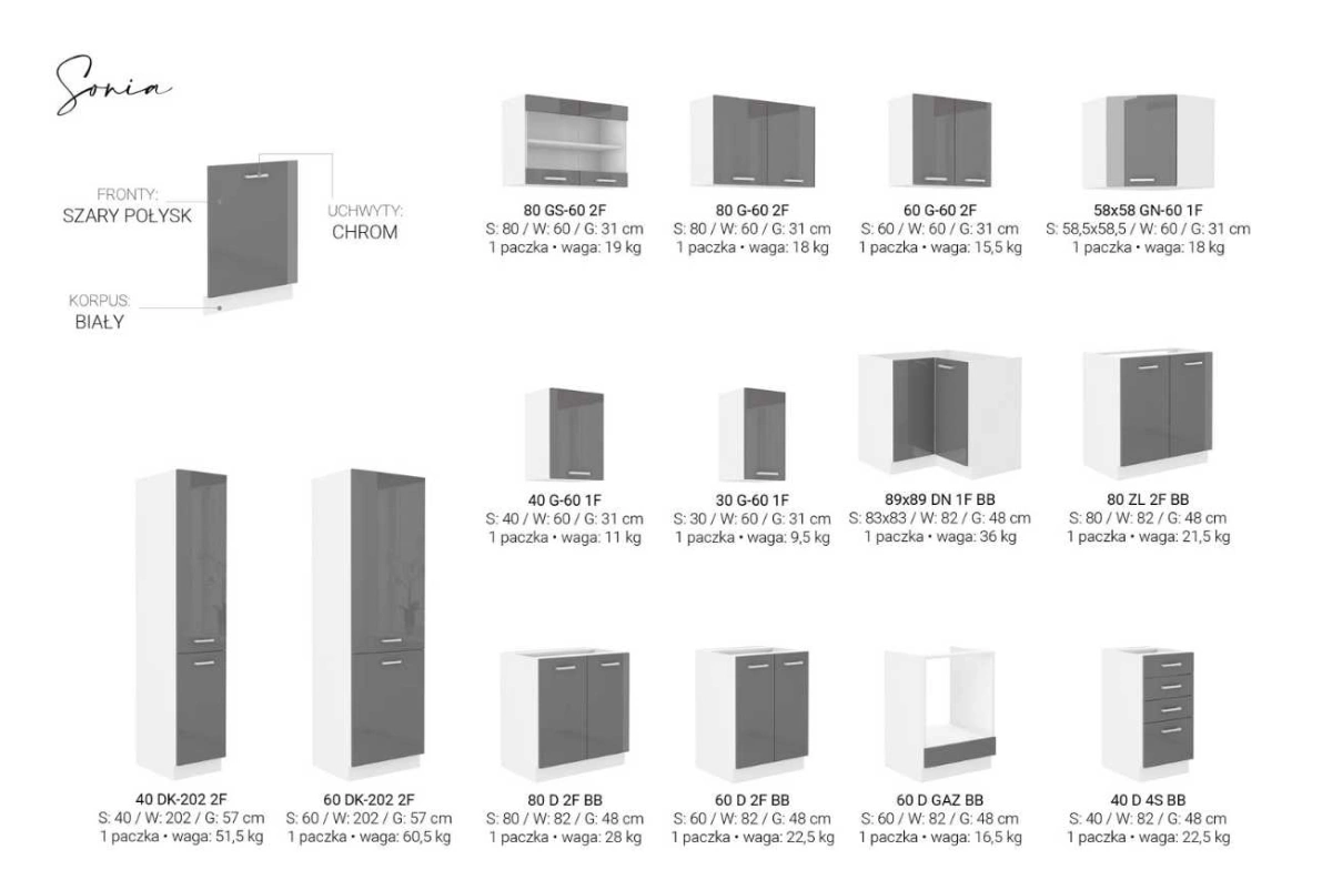 Sonia kitchen 180 cm grey glossy - Image 3