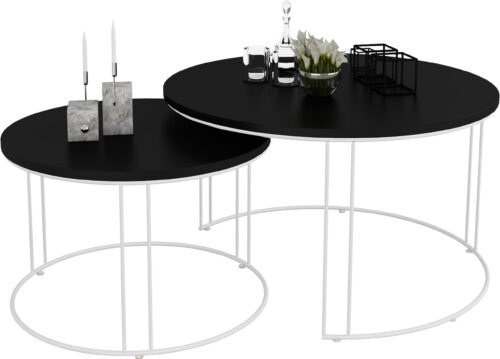 ETTA 2-in-1 coffee table, white/black, ADRK