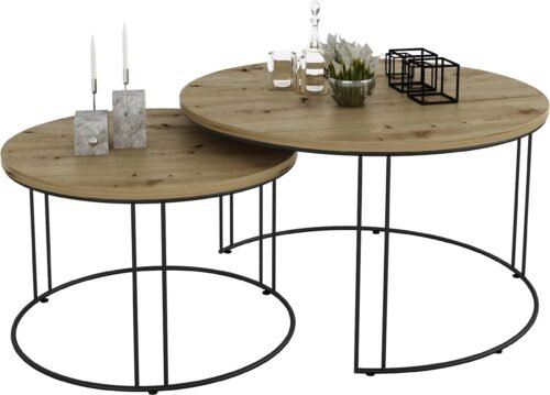 ETTA 2-in-1 coffee table, black/artisan, ADRK
