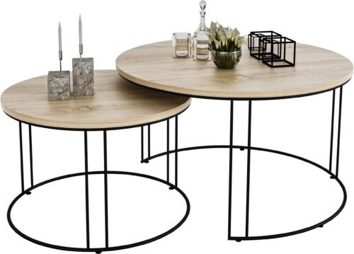 ETTA 2-in-1 coffee table, black/Sonoma, ADRK