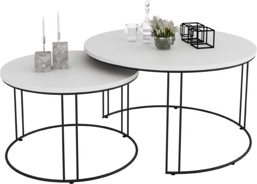 ETTA 2-in-1 coffee table, black/white, ADRK