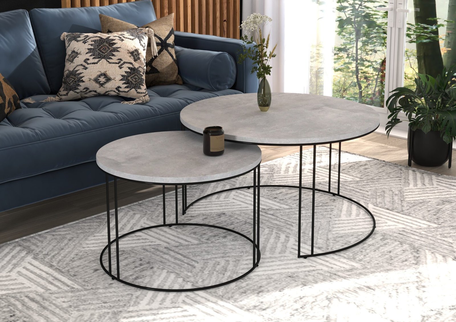 ETTA 2-in-1 coffee table, black/concrete, ADRK - Image 2