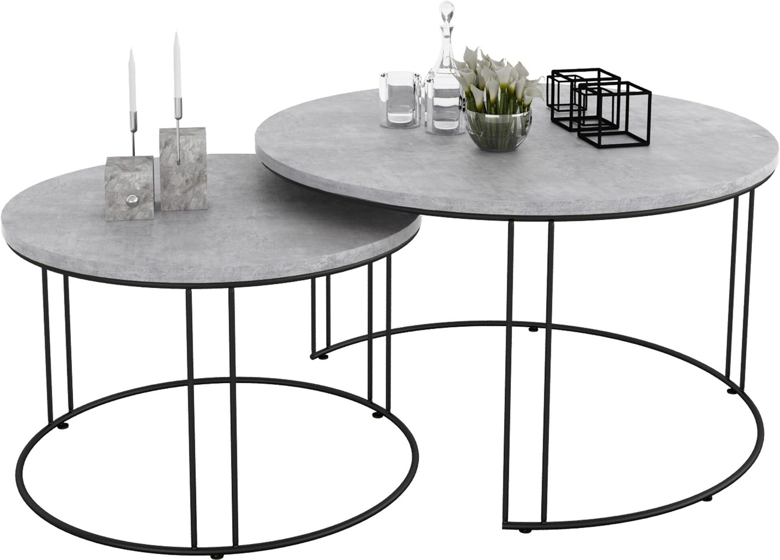 ETTA 2-in-1 coffee table, black/concrete, ADRK