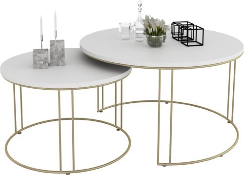 ETTA 2-in-1 coffee table, gold/white, ADRK