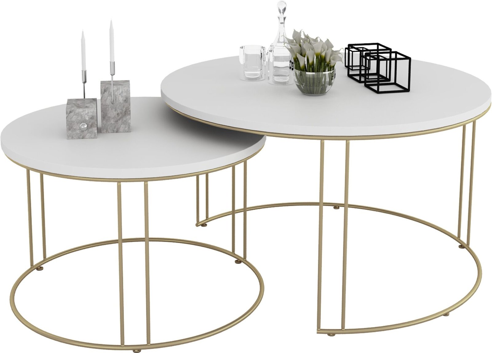 ETTA 2-in-1 coffee table, gold/white, ADRK